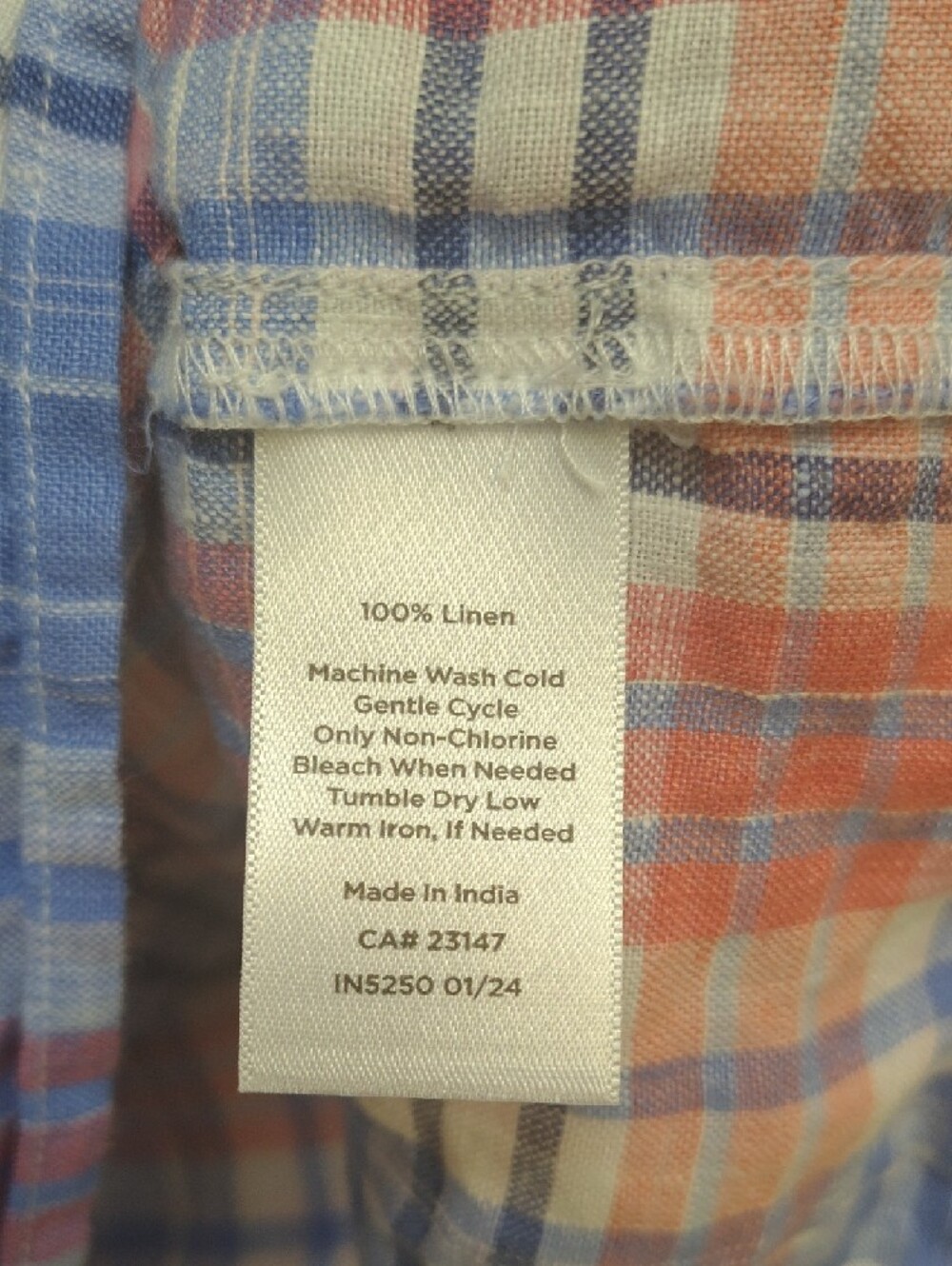 Talbots Linen Square Neck Shell In Paradise Plaid - Picture 5 of 7